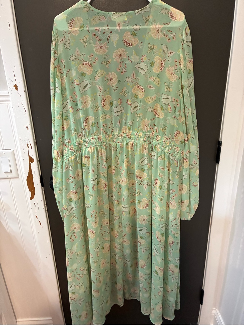 Feminine Floral Mint Green Women's Swim Coverup - Lightweight Beach Kimono - Picture 5 of 6